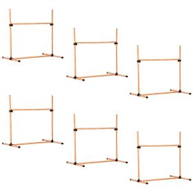 PawHut 6 Piece Dog Agility Training Set with High Jump Hurdle Bar Adjustable Height Carry Bag Whistle Orange
